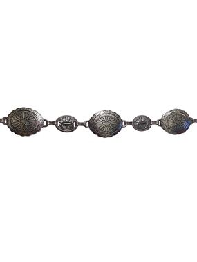 Silver Concho Medallion Chain Belt - 47" Adjustable Boho Western Y2K Waist Chain